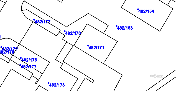 Parcela st. 482/171 v KÚ Frýdek, Katastrální mapa