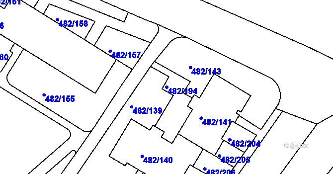 Parcela st. 482/194 v KÚ Frýdek, Katastrální mapa