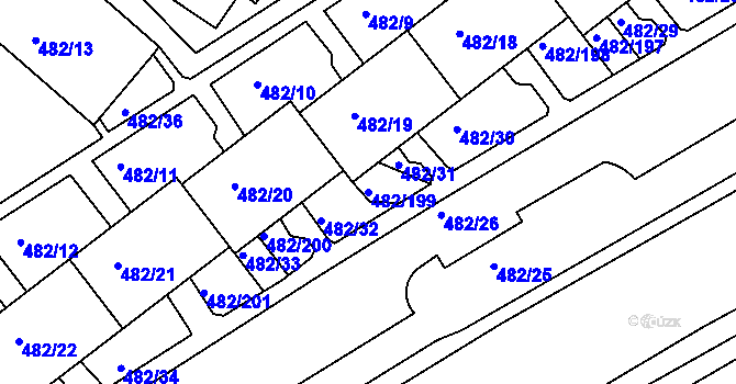 Parcela st. 482/199 v KÚ Frýdek, Katastrální mapa
