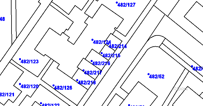 Parcela st. 482/215 v KÚ Frýdek, Katastrální mapa