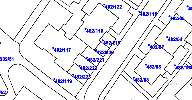 Parcela st. 482/220 v KÚ Frýdek, Katastrální mapa