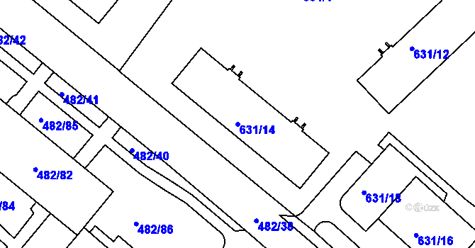 Parcela st. 631/14 v KÚ Frýdek, Katastrální mapa