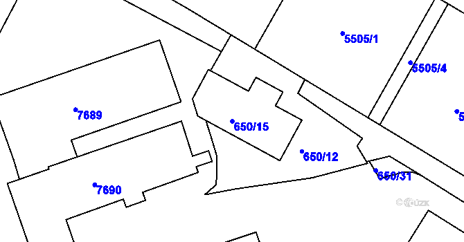 Parcela st. 650/15 v KÚ Frýdek, Katastrální mapa