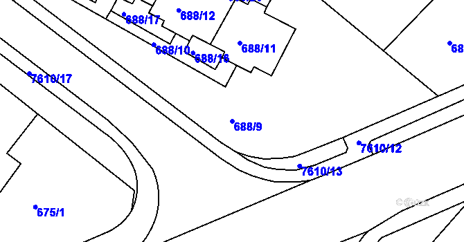 Parcela st. 688/9 v KÚ Frýdek, Katastrální mapa
