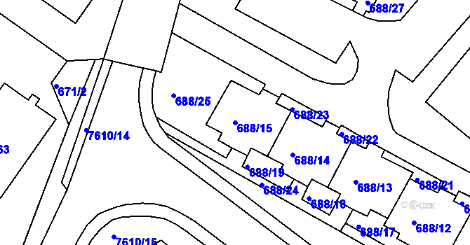 Parcela st. 688/15 v KÚ Frýdek, Katastrální mapa