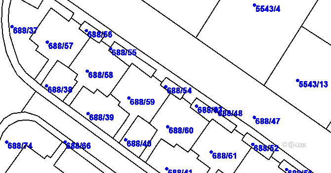 Parcela st. 688/54 v KÚ Frýdek, Katastrální mapa