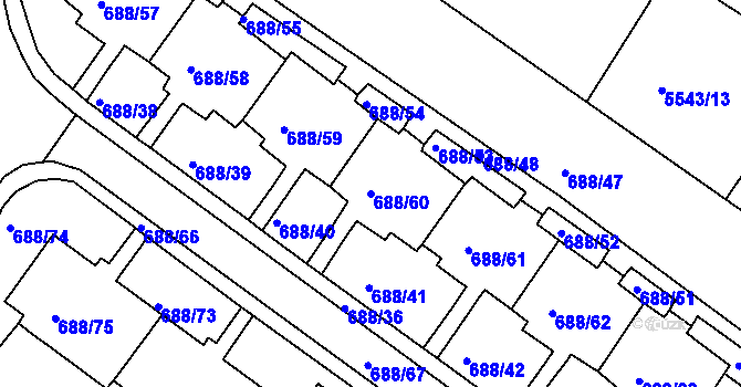 Parcela st. 688/60 v KÚ Frýdek, Katastrální mapa