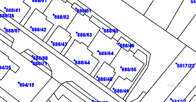 Parcela st. 688/64 v KÚ Frýdek, Katastrální mapa