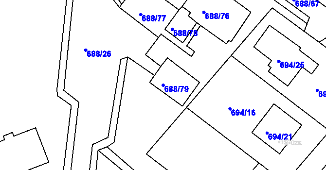 Parcela st. 688/79 v KÚ Frýdek, Katastrální mapa