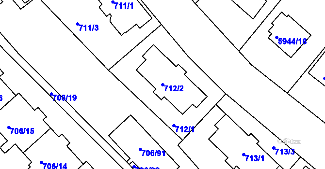 Parcela st. 712/2 v KÚ Frýdek, Katastrální mapa