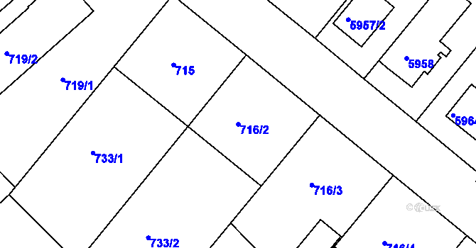 Parcela st. 716/2 v KÚ Frýdek, Katastrální mapa