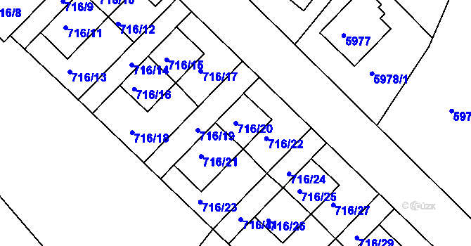 Parcela st. 716/20 v KÚ Frýdek, Katastrální mapa