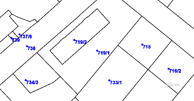 Parcela st. 719/1 v KÚ Frýdek, Katastrální mapa