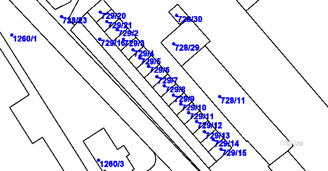 Parcela st. 729/8 v KÚ Frýdek, Katastrální mapa