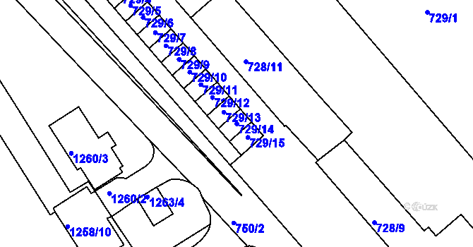 Parcela st. 729/14 v KÚ Frýdek, Katastrální mapa