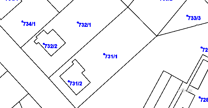 Parcela st. 731/1 v KÚ Frýdek, Katastrální mapa