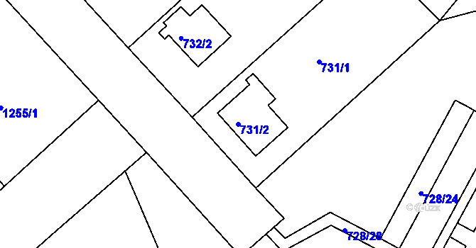 Parcela st. 731/2 v KÚ Frýdek, Katastrální mapa
