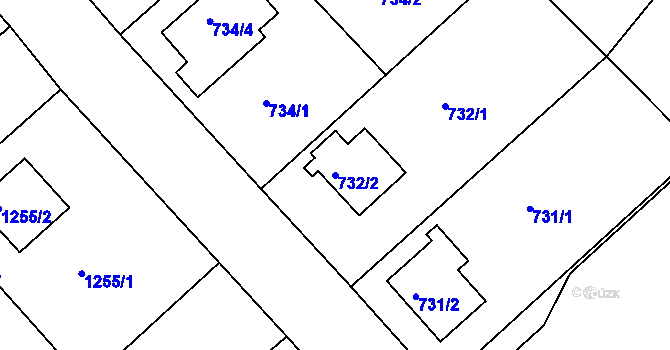 Parcela st. 732/2 v KÚ Frýdek, Katastrální mapa