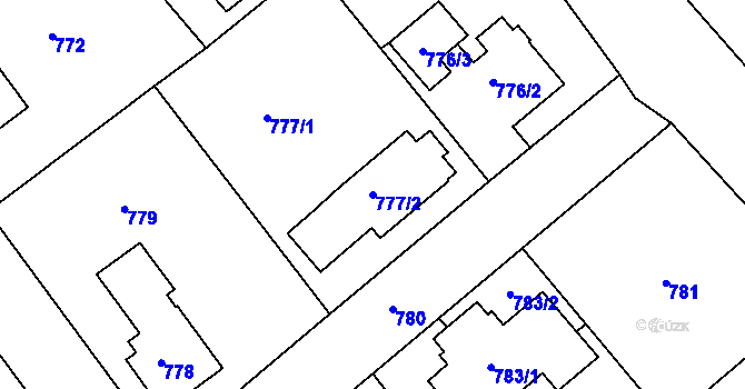 Parcela st. 777/2 v KÚ Frýdek, Katastrální mapa
