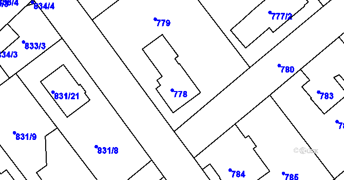 Parcela st. 778 v KÚ Frýdek, Katastrální mapa