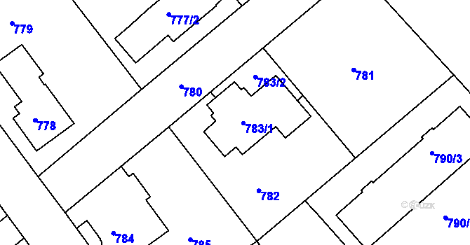 Parcela st. 783 v KÚ Frýdek, Katastrální mapa