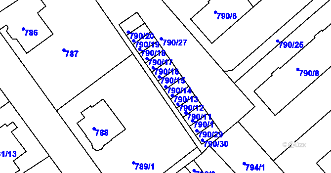 Parcela st. 790/14 v KÚ Frýdek, Katastrální mapa