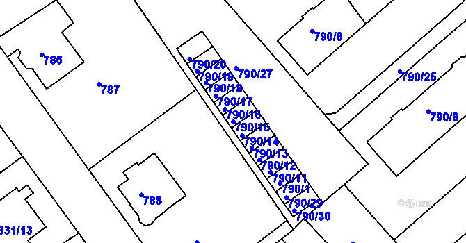 Parcela st. 790/15 v KÚ Frýdek, Katastrální mapa