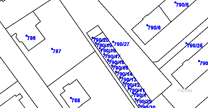 Parcela st. 790/17 v KÚ Frýdek, Katastrální mapa