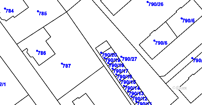 Parcela st. 790/20 v KÚ Frýdek, Katastrální mapa