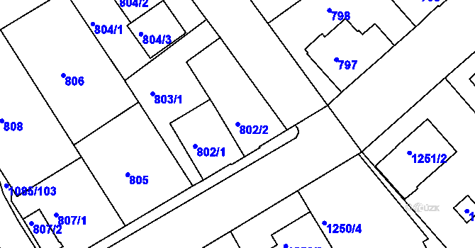 Parcela st. 802/2 v KÚ Frýdek, Katastrální mapa
