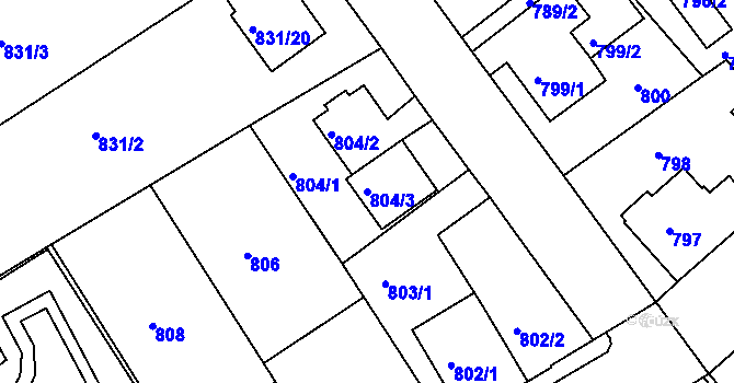 Parcela st. 804/3 v KÚ Frýdek, Katastrální mapa