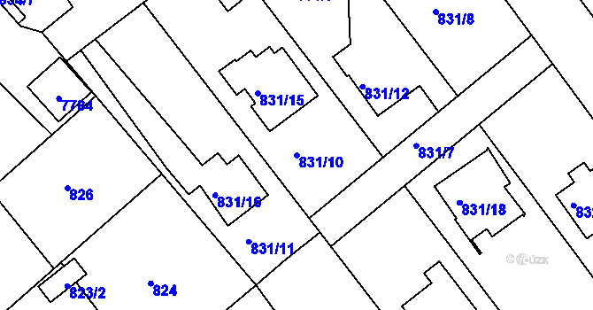 Parcela st. 831/10 v KÚ Frýdek, Katastrální mapa