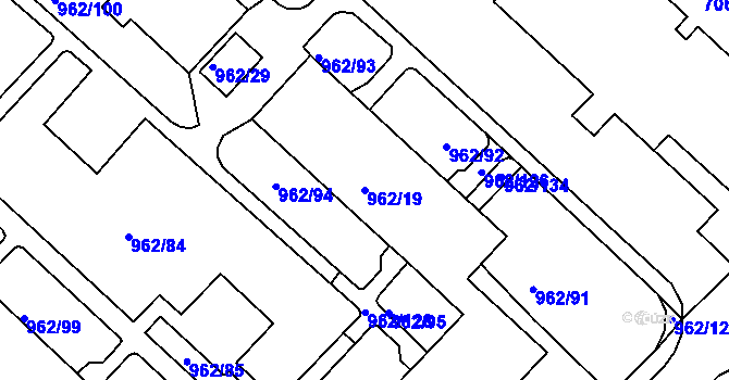 Parcela st. 962/19 v KÚ Frýdek, Katastrální mapa