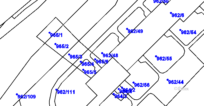 Parcela st. 962/48 v KÚ Frýdek, Katastrální mapa