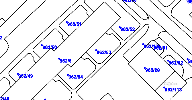 Parcela st. 962/53 v KÚ Frýdek, Katastrální mapa