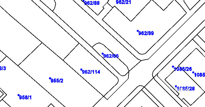Parcela st. 962/66 v KÚ Frýdek, Katastrální mapa