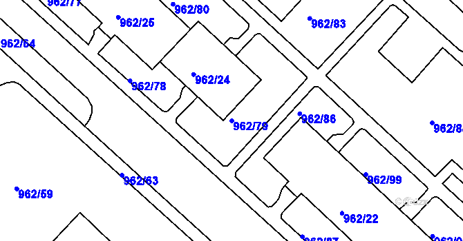 Parcela st. 962/79 v KÚ Frýdek, Katastrální mapa