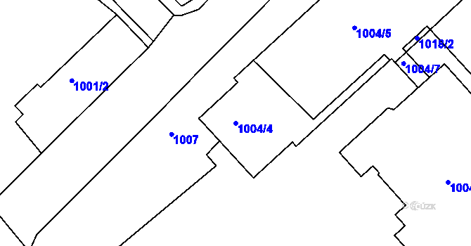 Parcela st. 1004/4 v KÚ Frýdek, Katastrální mapa