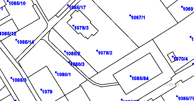 Parcela st. 1078/2 v KÚ Frýdek, Katastrální mapa