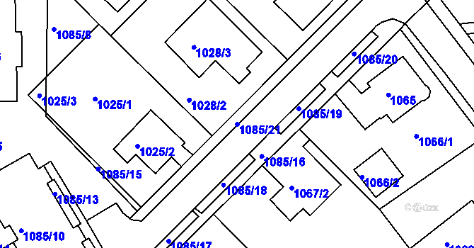 Parcela st. 1085/21 v KÚ Frýdek, Katastrální mapa