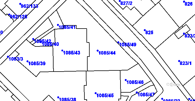 Parcela st. 1085/44 v KÚ Frýdek, Katastrální mapa