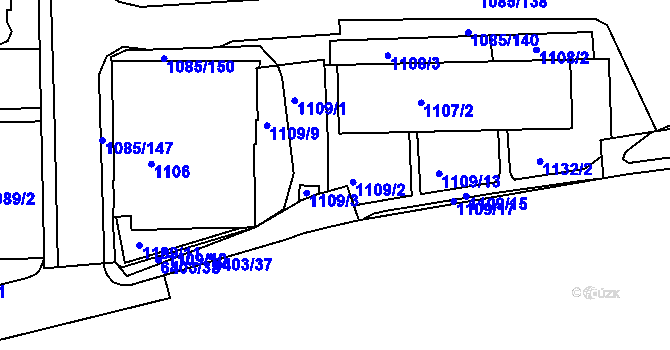 Parcela st. 1109/4 v KÚ Frýdek, Katastrální mapa