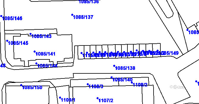 Parcela st. 1115/11 v KÚ Frýdek, Katastrální mapa
