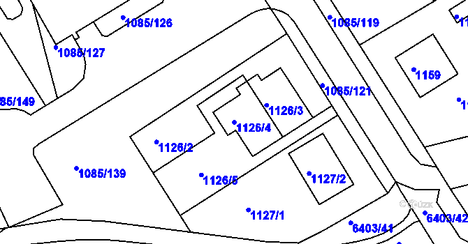 Parcela st. 1126/4 v KÚ Frýdek, Katastrální mapa