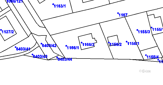Parcela st. 1166/2 v KÚ Frýdek, Katastrální mapa