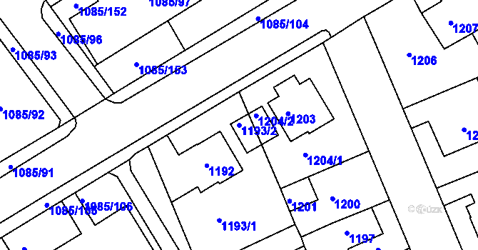 Parcela st. 1193/2 v KÚ Frýdek, Katastrální mapa