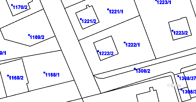 Parcela st. 1222/2 v KÚ Frýdek, Katastrální mapa