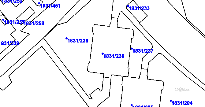 Parcela st. 1831/236 v KÚ Frýdek, Katastrální mapa