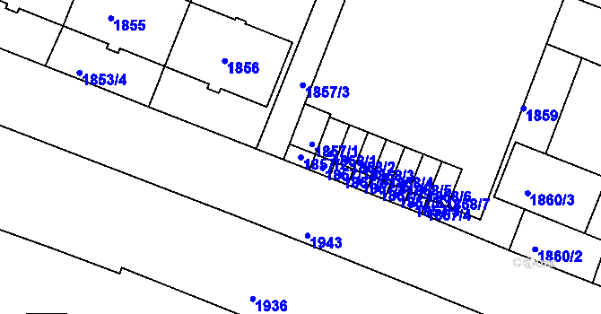 Parcela st. 1857/2 v KÚ Frýdek, Katastrální mapa