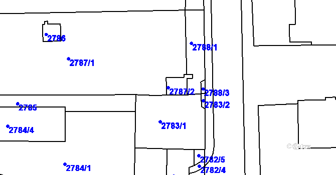Parcela st. 2787/2 v KÚ Frýdek, Katastrální mapa